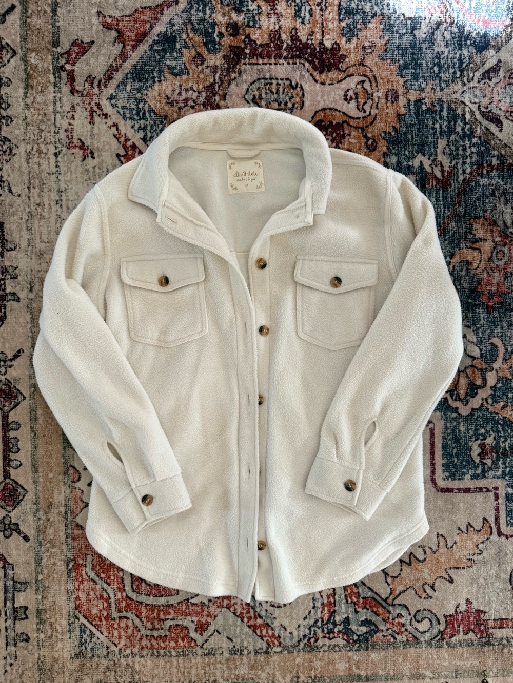 Altar'd State Cream Button-Down Sherpa like Shacket